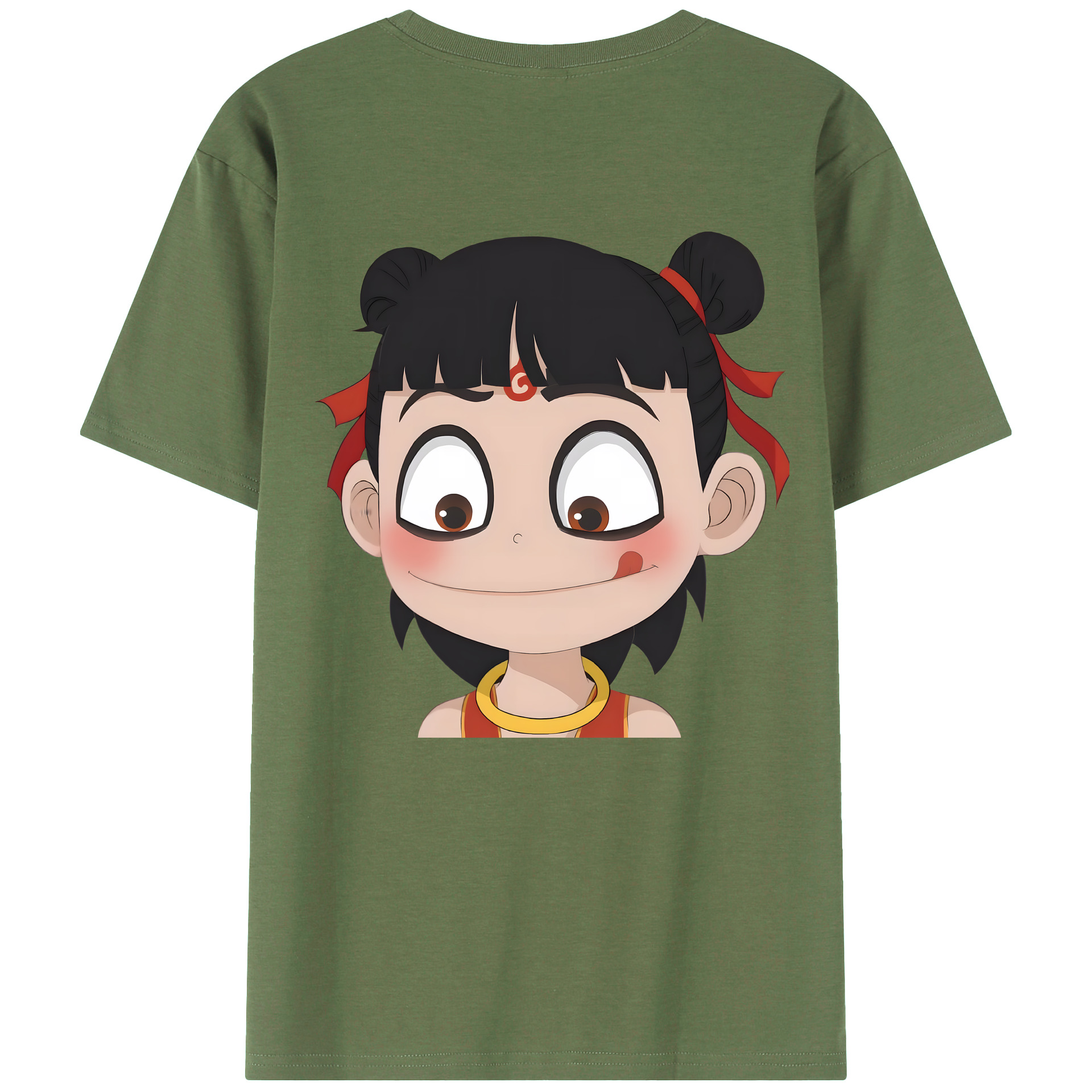 （画像用） Ne Zha 2 ナタ 魔童の大暴れ 綿100％ メンズ半袖Tシャツ（バックプリント） 通気性